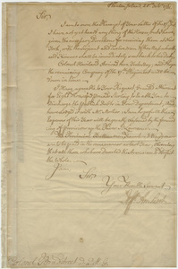 Jeffery Amherst letter to Colonel John Bradstreet, 1761 October 25
