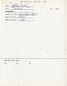 Citywide Coordinating Council daily monitoring report for Charlestown High School by Kathleen Field, 1976 February 2