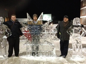 MSPA students at Winter Festival ice sculpture