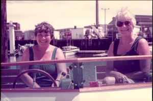 My mother and my aunt on my brother Pat's boat