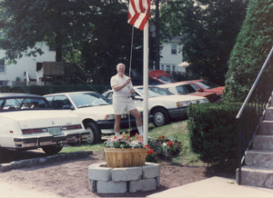 Raising American flag