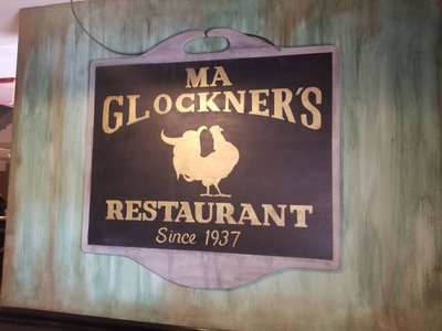 Ma Glockner's sign at River Falls Restaurant, Woonsocket, RI
