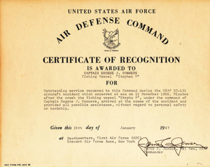 Certficate of recognition (of Captain Eugene J. Connors)