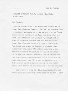 Statement by Senator Paul E. Tsongas, (D. Mass.), 26 July 1979