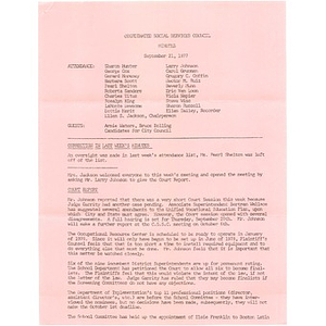 Coordinated social services council minutes, September 21, 1977.