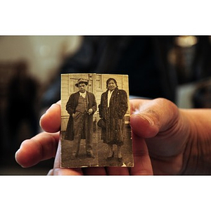 Harvey Sanford shows a picture of his parents