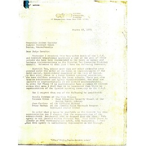 Letter from Kathleen P. Leon to Judge W. Arthur Garrity, August 13,1975.