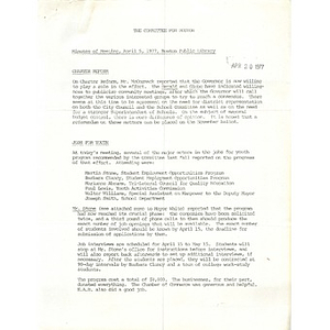 Committee for Boston minutes of meeting, April 5, 1977, Boston Public Library.
