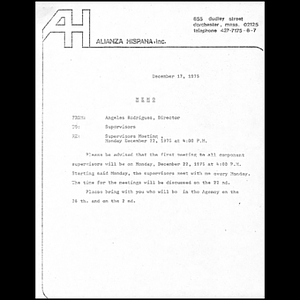 Supervisors meeting, Monday December 22, 1975 at 4:00 p.m.