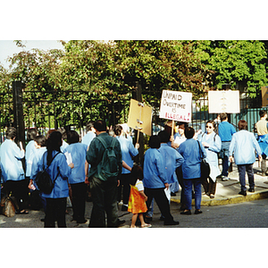 Protesters at a demonstration for workers' rights