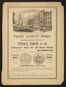 Paged account books, manufactured and for sale By Thomas Groom & Co. and Brown and Lawrence Clothing Warehouse