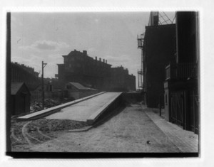 View of gradual slope up from the road