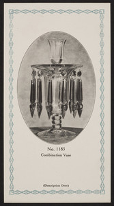 Trade card for Heisey's Combination Vase No. 1183, Heisey's Glassware, A.H. Heisey & Co., Newark, Ohio, 1911