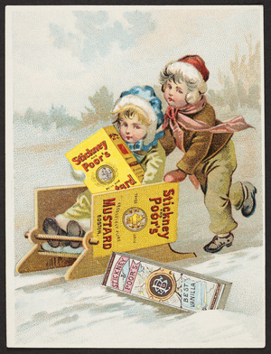 Trade cards for Stickney & Poor's Mustards, Spices and Extracts, 205 and 207 State Street, Boston, Mass., undated