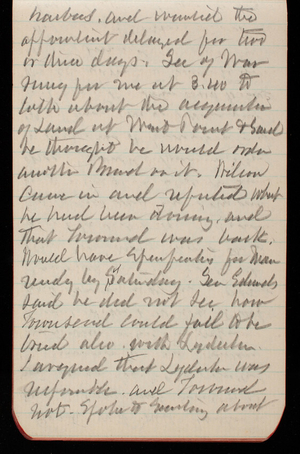 Thomas Lincoln Casey Notebook, February 1889-April 1889, 46, harbors and wanted the