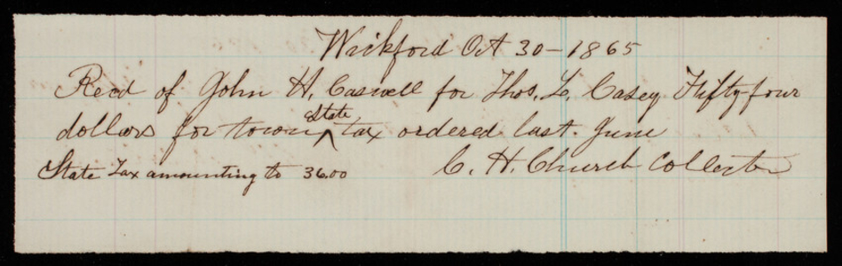 John H. Caswell to Thomas Lincoln Casey, October 30, 1865
