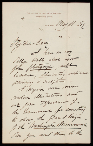 A. J. Webb to Thomas Lincoln Casey, May 11, 1889