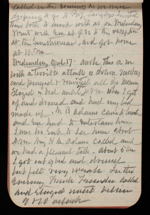 Thomas Lincoln Casey Notebook, March 1895-July 1895, 055, called in the evening as we were