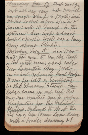 Thomas Lincoln Casey Notebook, November 1894-March 1895, 122, Sunday Feby 17