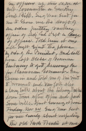 Thomas Lincoln Casey Notebook, November 1893-February 1894, 06, my offices of this a.m. at