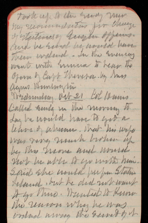Thomas Lincoln Casey Notebook, October 1891-December 1891, 25, took up to the Sec of War
