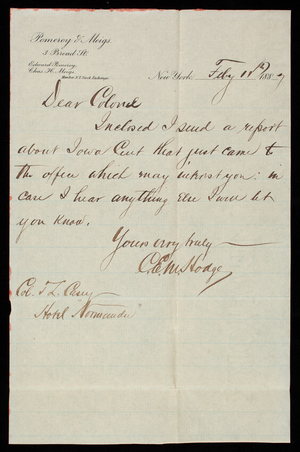 [Charles] Hodge to Thomas Lincoln Casey, February 11, 1887