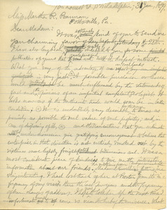Letter from Benjamin Smith Lyman to Martha R. Bannan