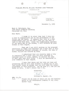 Letter from William R. Hapner to Mark H. McCormack