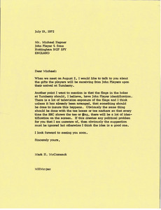 Letter from Mark H. McCormack to Michael Hepner