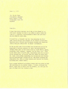 Letter from Mark H. McCormack to James Shaw