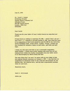 Letter from Mark H. McCormack to David J. Sealey