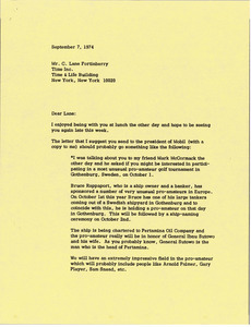 Letter from Mark H. McCormack to C. Lane Fortinberry