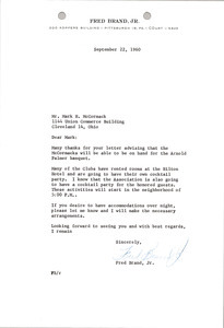 Letter from Fred Brand to Mark H. McCormack