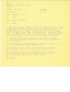 Memorandum from Mark H. McCormack to Tetsuo Shibuya