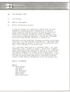 Memorandum from Mark H. McCormack to Jeff Harvey