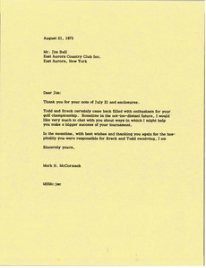 Letter from Mark H. McCormack to Jim Bell