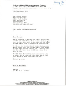 Letter from Mark H. McCormack to Robert Denton