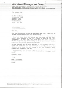 Letter from Mark H. McCormack to Ken Schofield