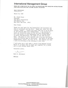 Letter from Mark H. McCormack to Frank Olson