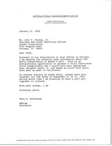 Letter from Mark H. McCormack to John P. Frazee