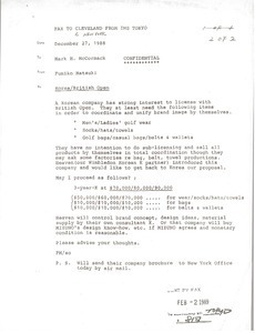Fax from Fumiko Matsuki to Mark H. McCormack