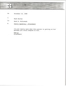 Memorandum from Mark H. McCormack to Mark Reiter