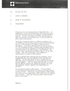 Memorandum from Mark H. McCormack to John D. Webber