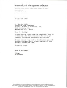 Letter from Mark H. McCormack to Lee J. Weddig