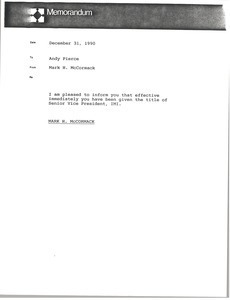 Memorandum from Mark H. McCormack to Andy Pierce