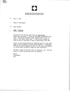 Memorandum from Hans Kramer to Mark H. McCormack