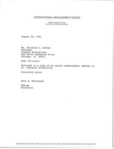 Letter from Mark H. McCormack to Christie C. Hefner