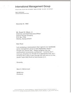 Letter from Mark H. McCormack to Russell W. Meyer