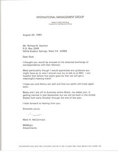 Letter from Mark H. McCormack to Richard B. Sayford