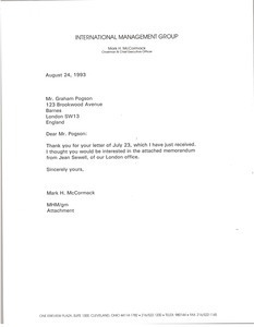 Letter from Mark H. McCormack to Graham Pogson